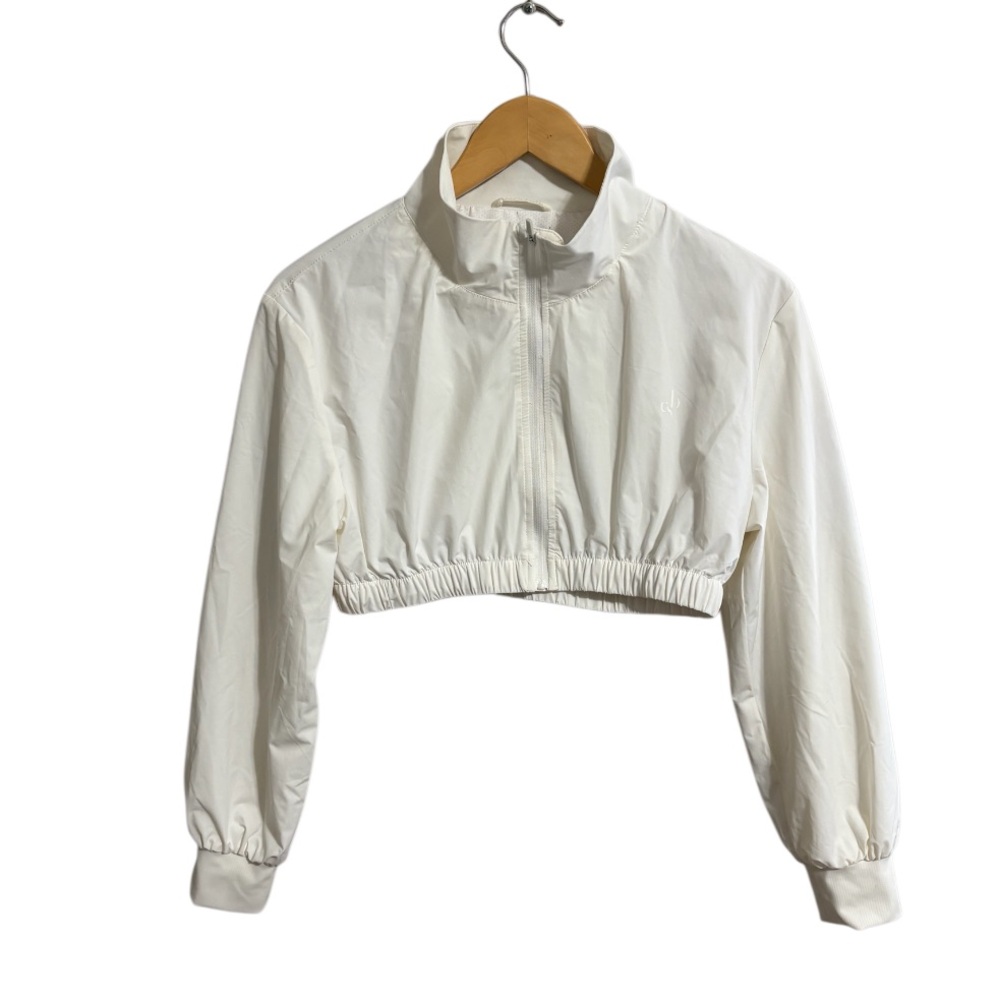 CSB Crop Shop Boutique Cropped Bomber Windbreaker Jacket White